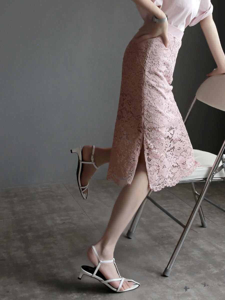 Round Neck Shirt And Fishtail Skirt Set_BDHL7635