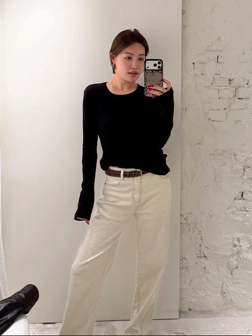 Slim-Fit Long-Sleeved Tops_BDHL8045