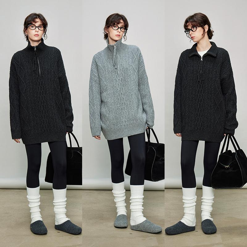 Stand Collar Half-Zip Tops_BDHL7936