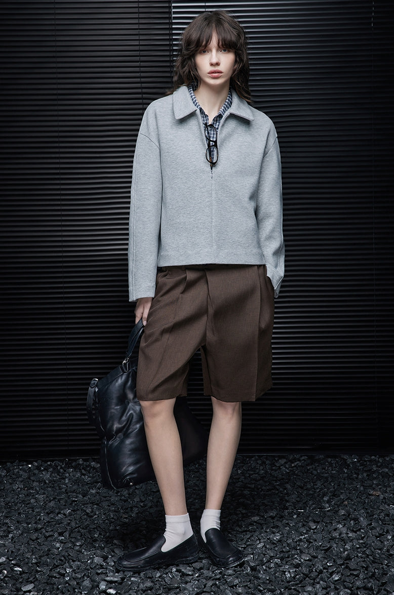 Gray Loose-Fit Short Sweatshirt_BDHL7793