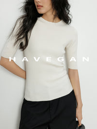 High Neck Slim Knit Tops_BDHL7230