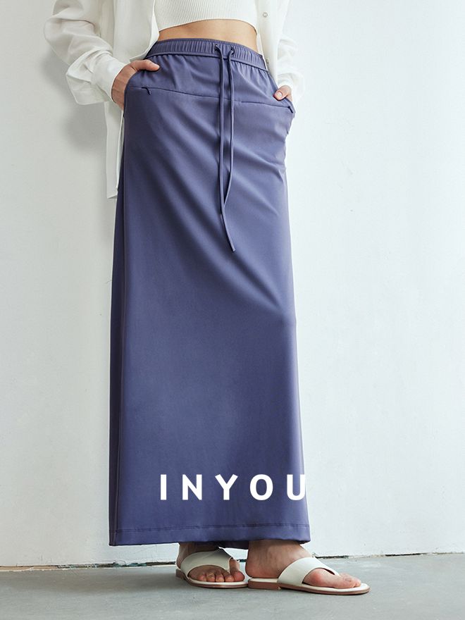 Back Slit Straight Long Skirt_BDHL6148