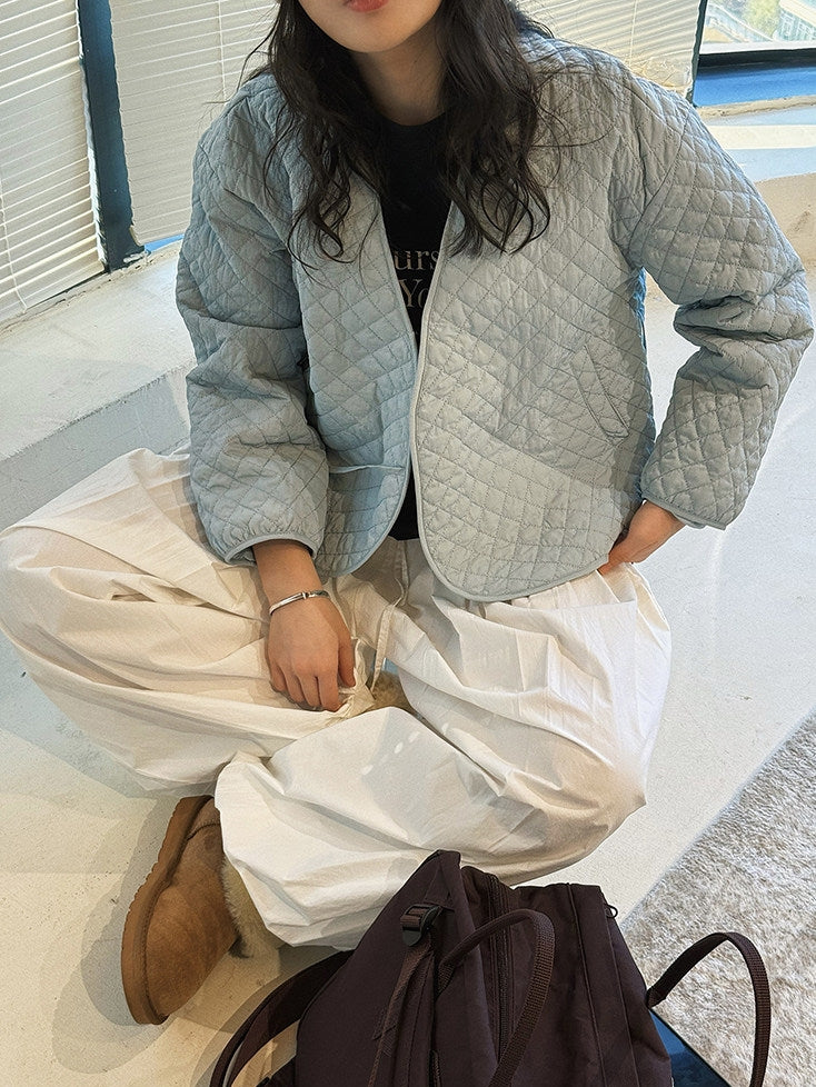 V-Neck Diamond-Stitch Jacket_BDHL8133