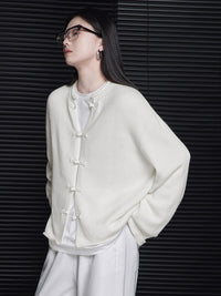 White String Clasp Cardigan_BDHL6350