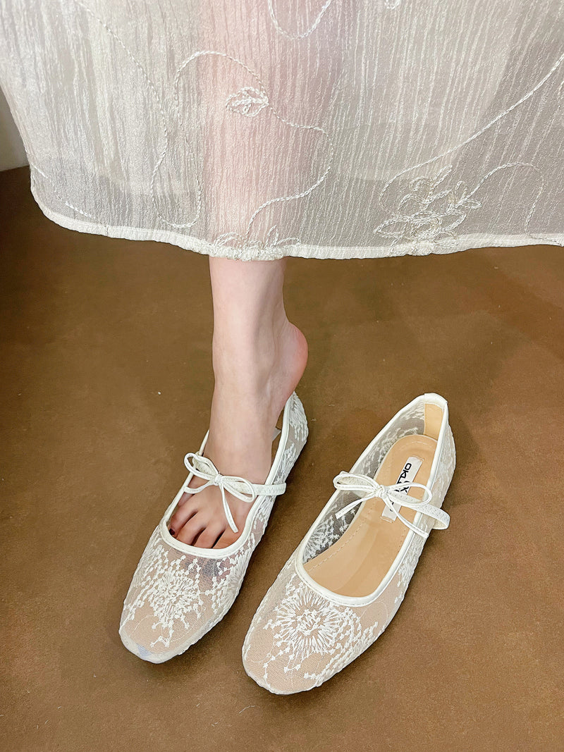 Lace Hollow Bowknot Shoes_BDHL7456
