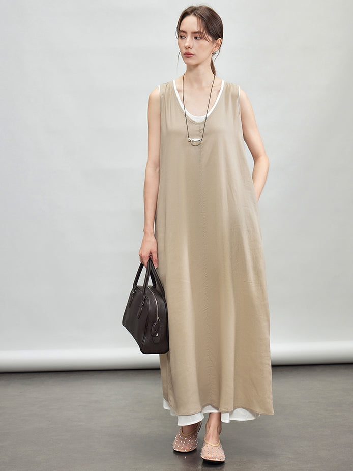 U-Neck Sleeveless Dress Set_BDHL7599
