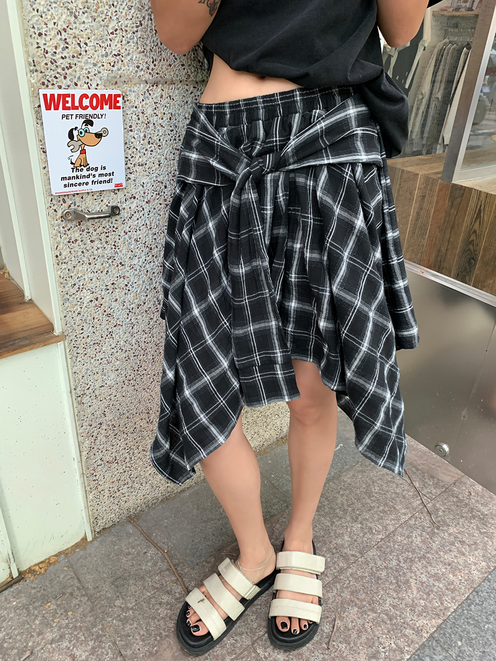 Plaid A-Line Irregular Skirt_BDHL6104