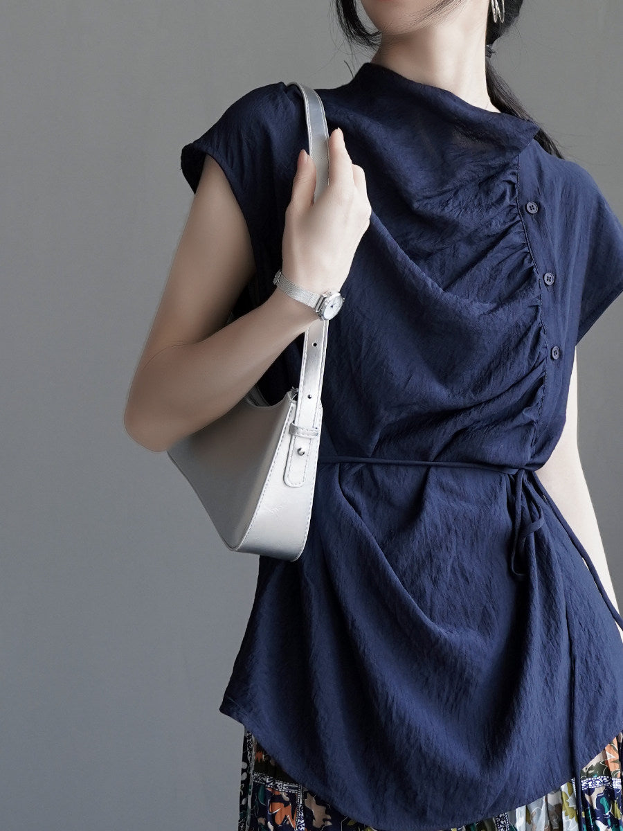 垂墜抓皺法式袖上衣_BDHL8353