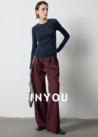 Straight Wide Pleated Pants_BDHL6389