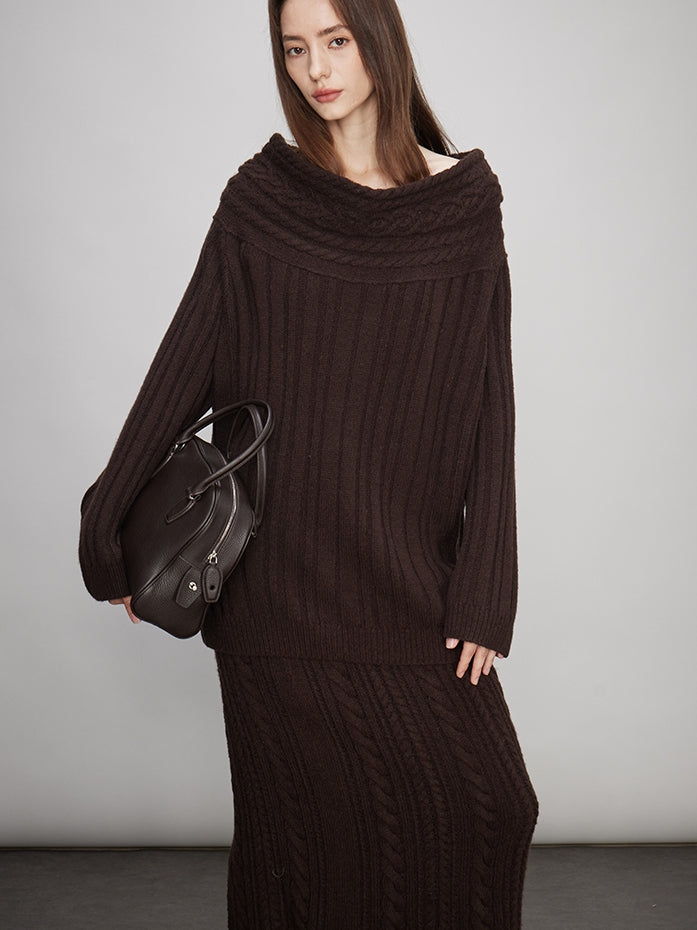 Off-Shoulder Knit Tops Or Knit Waist Skirt_BDHL7992