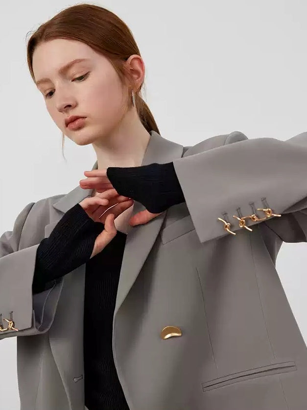 Gold Button Casual Suit Jacket_BDHL7144