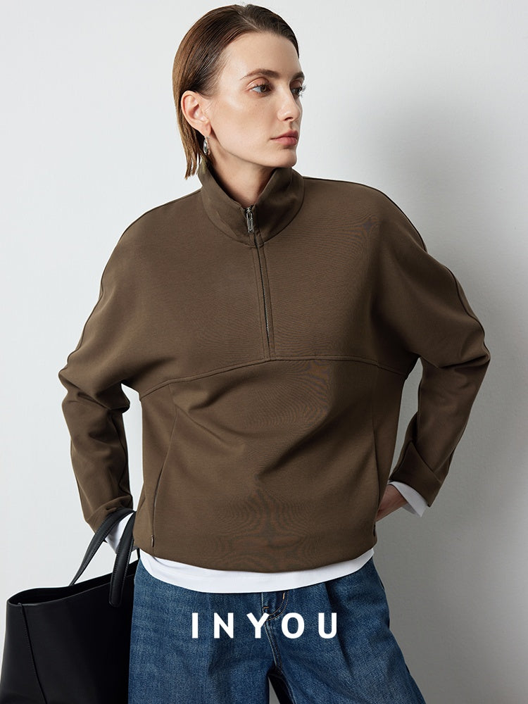 Stand-Up Collar Zip-Up Sweatshirt_BDHL6503