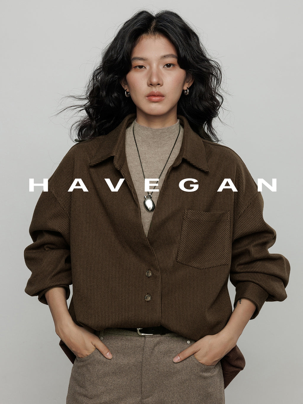 燈芯絨長袖襯衫_BDHL7970