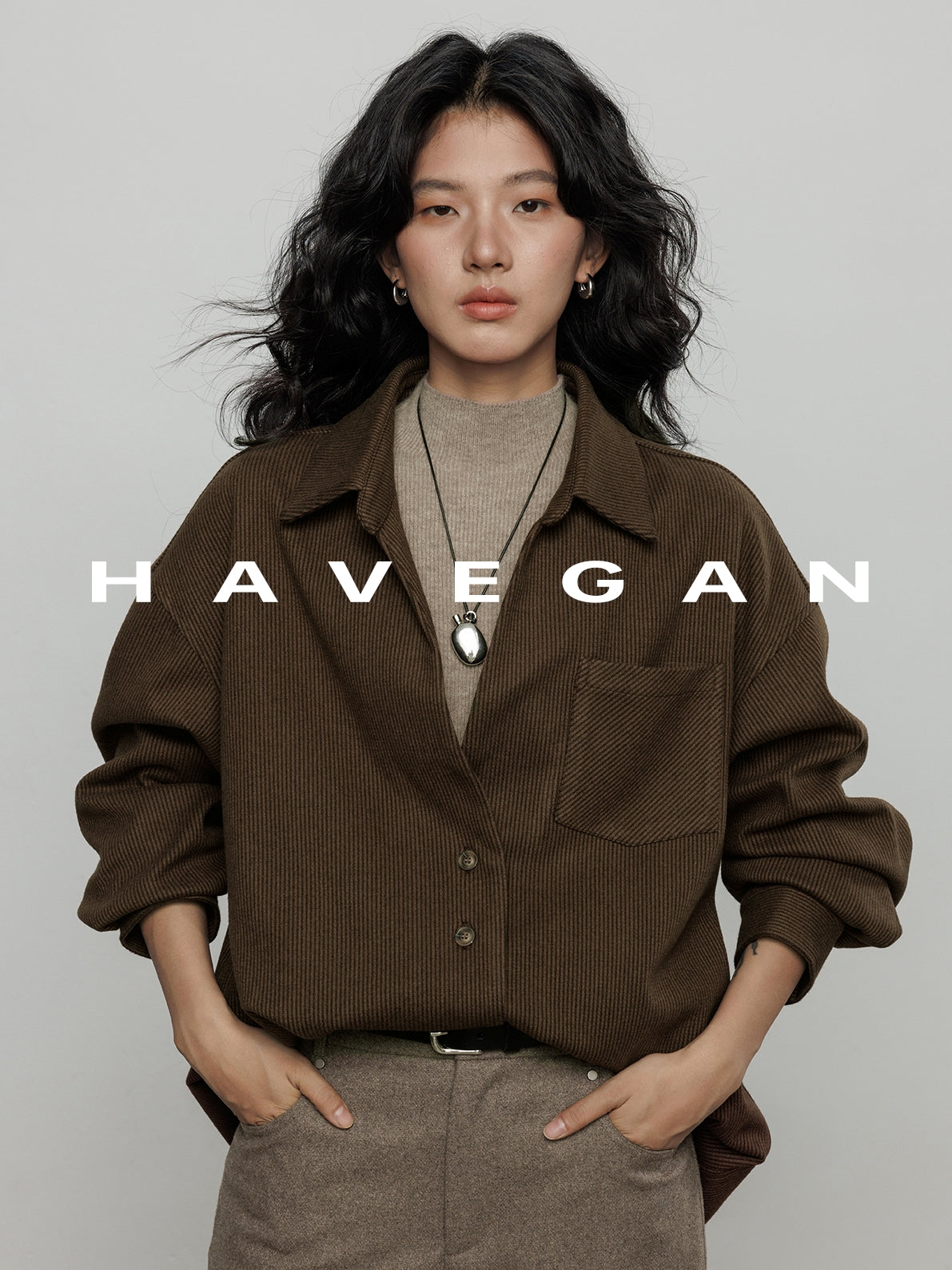 燈芯絨長袖襯衫_BDHL7970