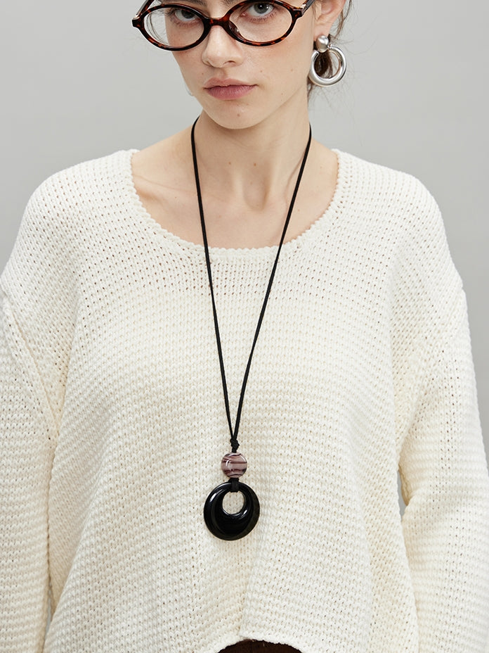 Round Neck Short Knit Tops_BDHL7187