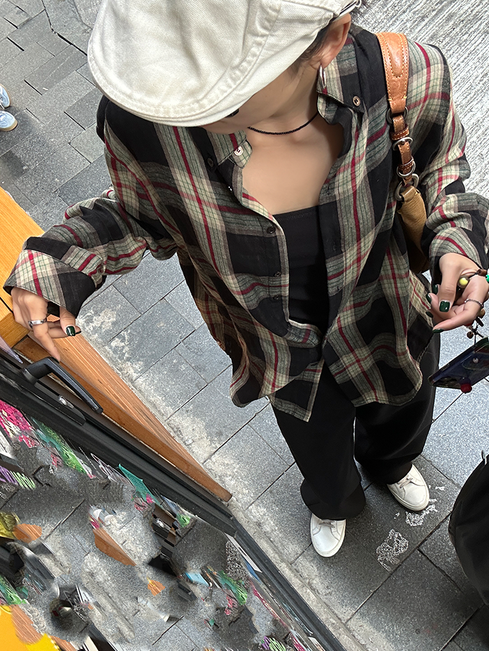 後背扣環設計格紋襯衫_BDHL7156