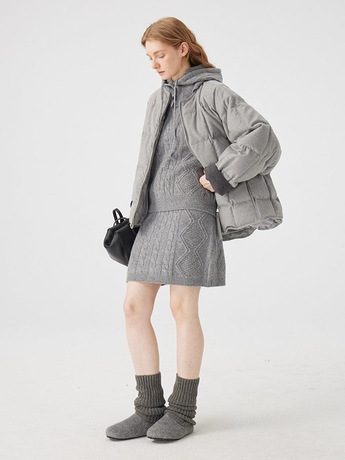 Cable Knit Tops Or Skirt Or Hood_BDHL8120