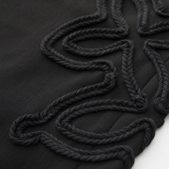 Black Embroidered Straight Pants_BDHL6743