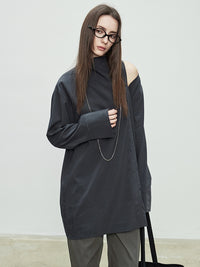 Off-Shoulder Asymmetrical Relaxed Shirt_BDHL7076