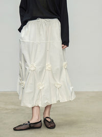 Flower Bud Elastic Pleated Skirt_BDHL7094