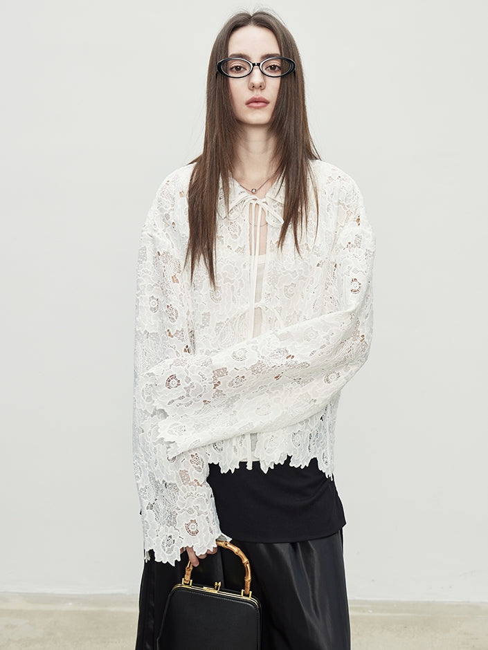 3D Hollow Lace Knit Tops_BDHL7098