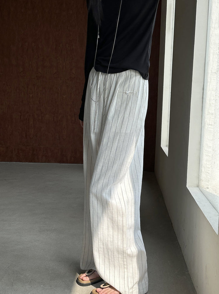 Striped Loose Wide Pants_BDHL6213