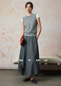 Relaxed Irregular Long Skirt_BDHL6666