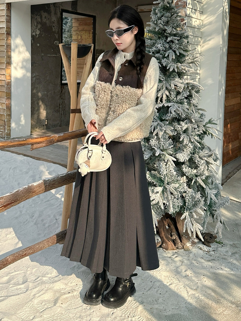 撞色毛絨背心_BDHL8087