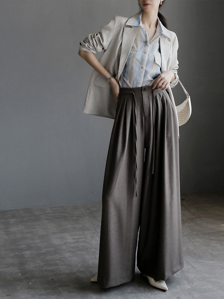 Pleated Drawstring Wide Pants_BDHL7763