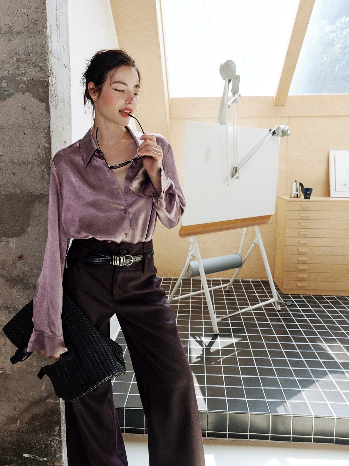 Purple Textured Suit Pants_BDHL8002