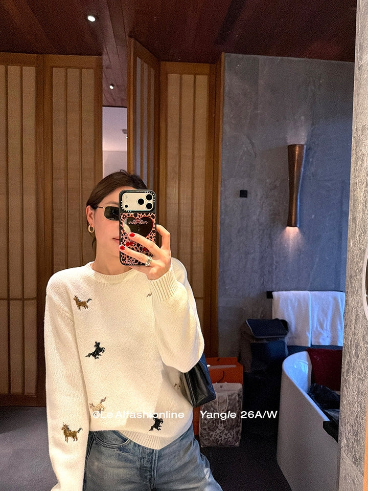 Beaded Embroidery Knit Top Or Cardigan_BDHL8121