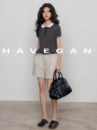 Polo Collar Border Tops_BDHL7232