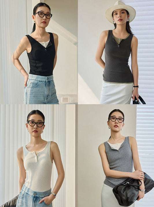 Simple Solid Color Sleeveless Knitwear_BDHL5949