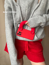 Red Leather Wristband iPhone Case with Cotton Filling_HL3268