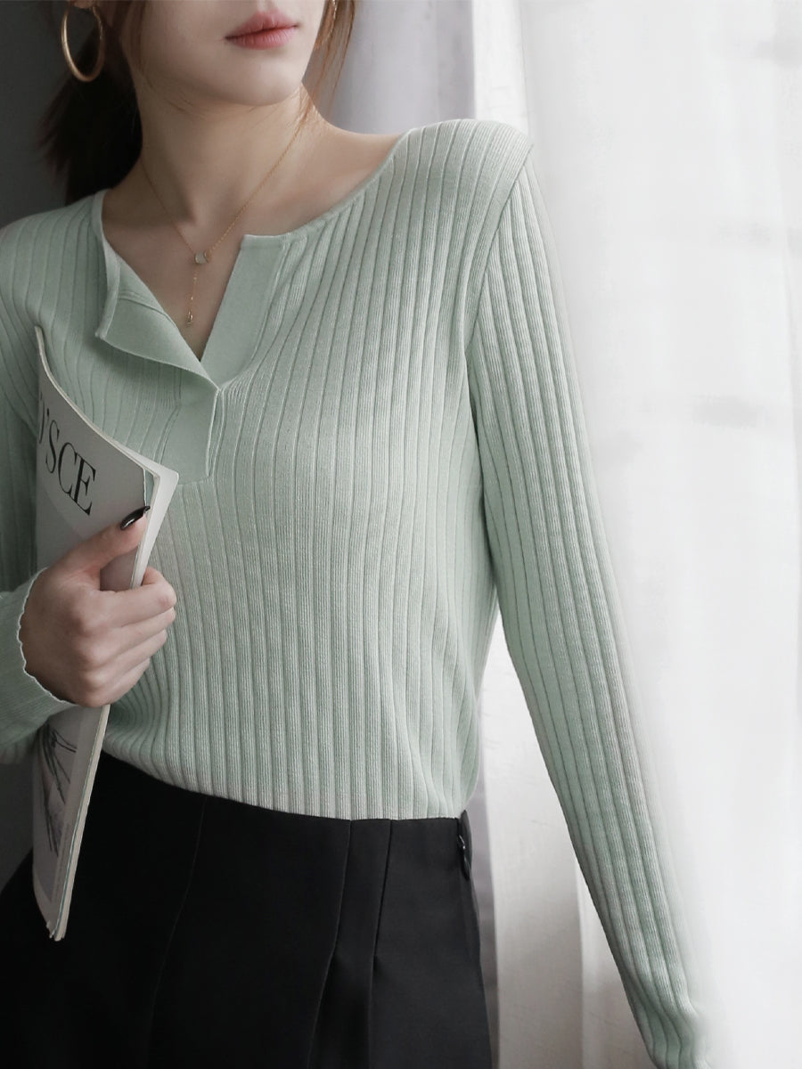 Skipper Ribbed Knit Tops_BDHL7268