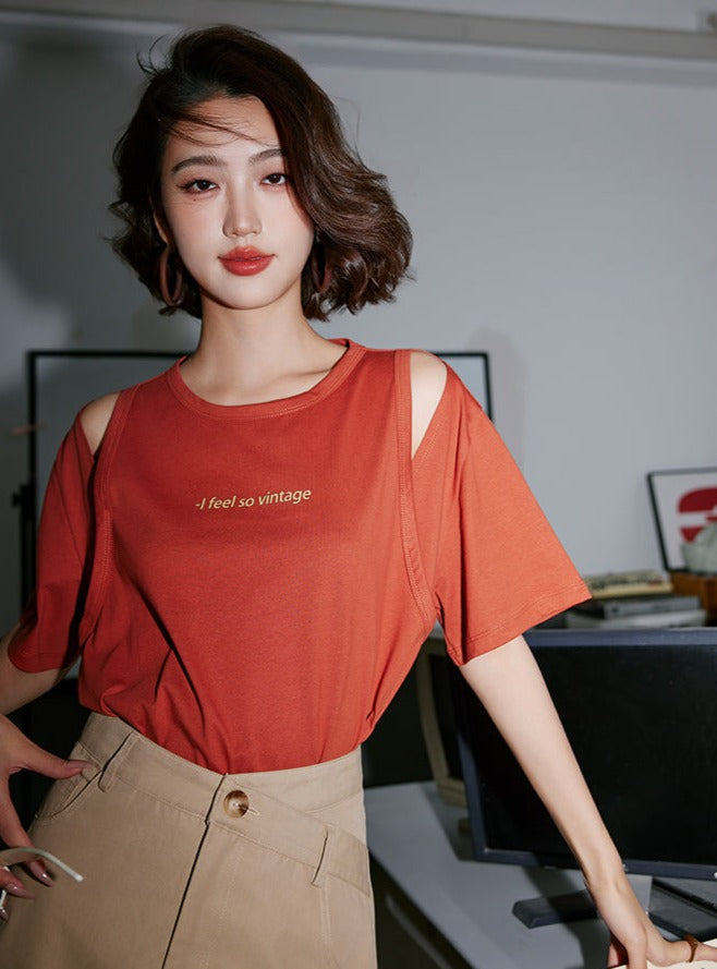 Shoulder Slit Short-Sleeved T-Shirt_BDHL6255