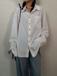 Topstitch Long Sleeve Shirt_BDHL6408