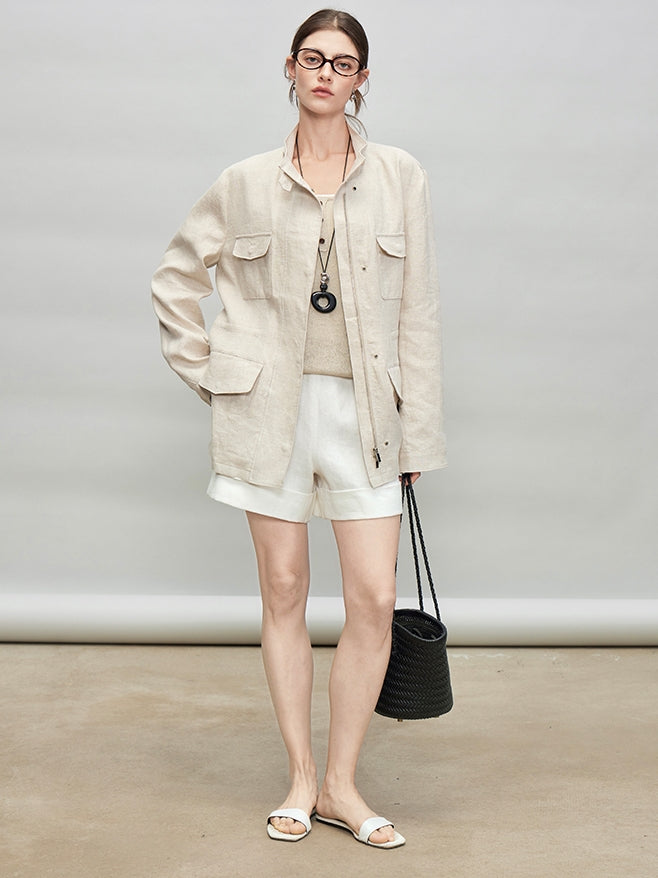 Stand-Up Collar Shirt Jacket_BDHL7278
