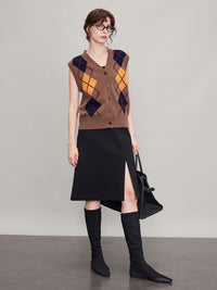 Argyle Knitted Vest Or Cardigan_BDHL6630