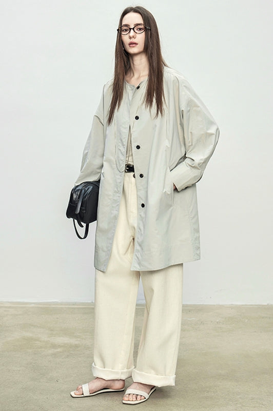 Collarless Long Windbreaker_BDHL7102