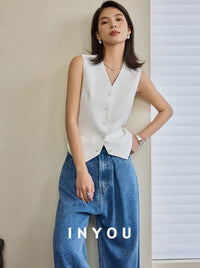 Loose And Thin Linen Vest_BDHL5985