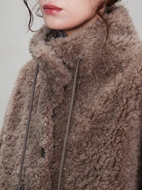 Stand Collar Thick Fur Long Jacket_BDHL6924