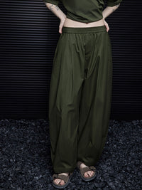 Green Loose-Fitting Wide Pants_BDHL7032