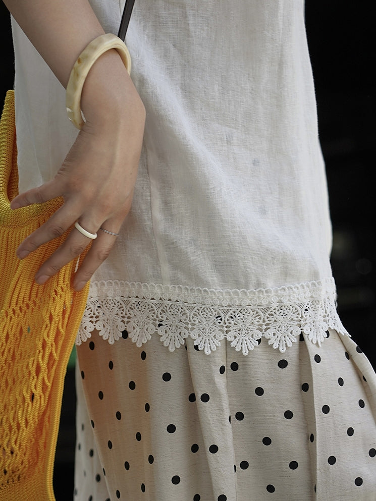 Lace Loose-Fitting Silhouette Tops_BDHL7530