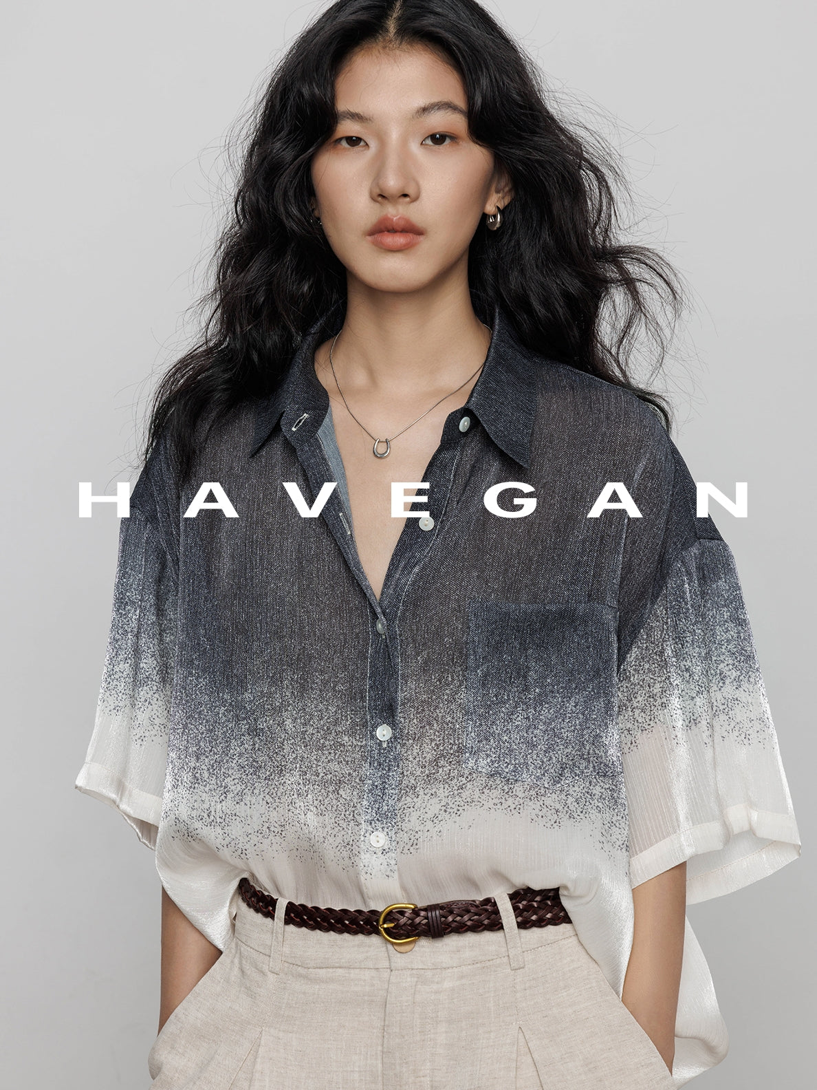 Gradation Print Short-Sleeved Shirt_BDHL7605