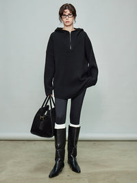 Hooded Half-Zip Knit Tops_BDHL6919