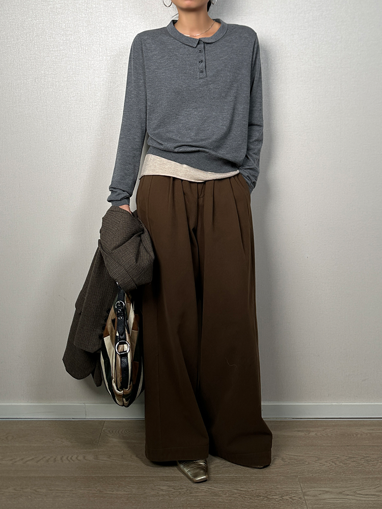 Polo Collar Loose Sweater_BDHL6659