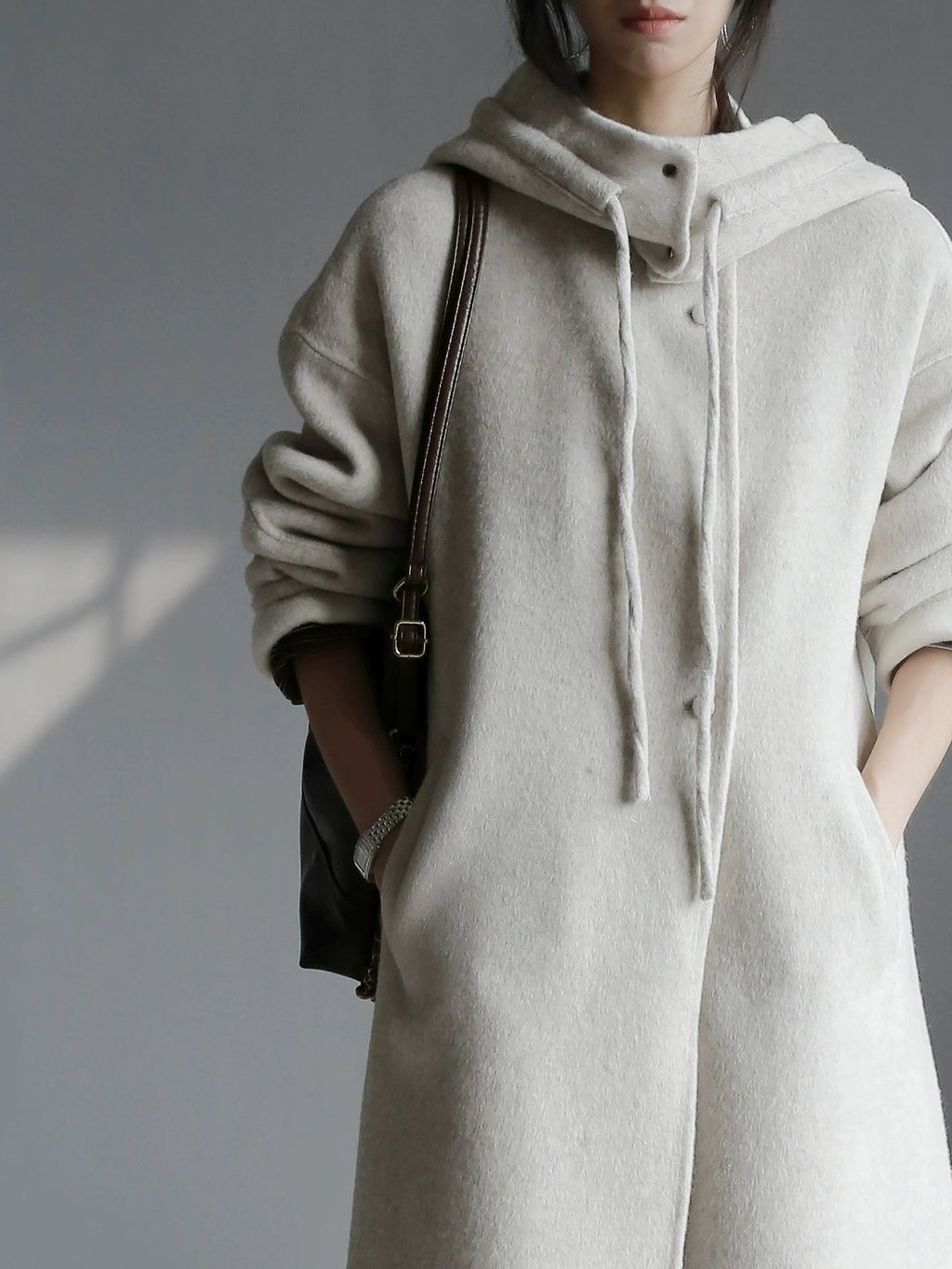 Hooded Relaxed Fit Long Coat_BDHL7926