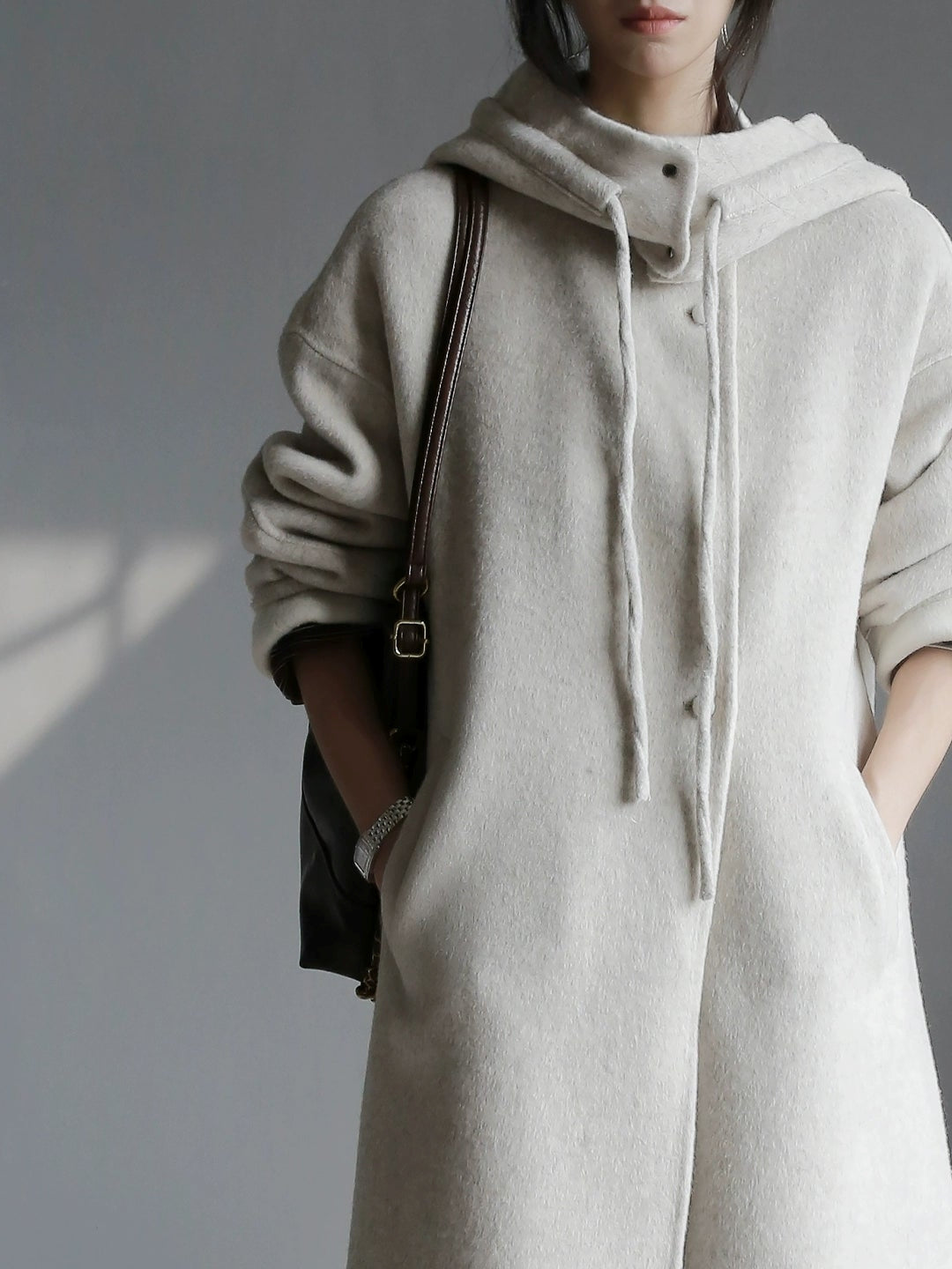 Hooded Relaxed Fit Long Coat_BDHL7926