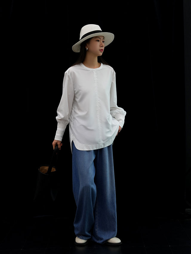 Round Hem Long Sleeved Shirt_BDHL7255